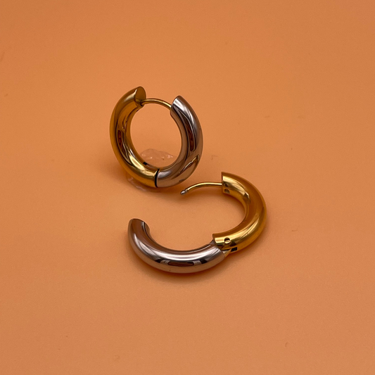 The Cassandra - Two-Tone Chunky Hoop Earrings – 18k PVD Gold Plated Stainless Steel