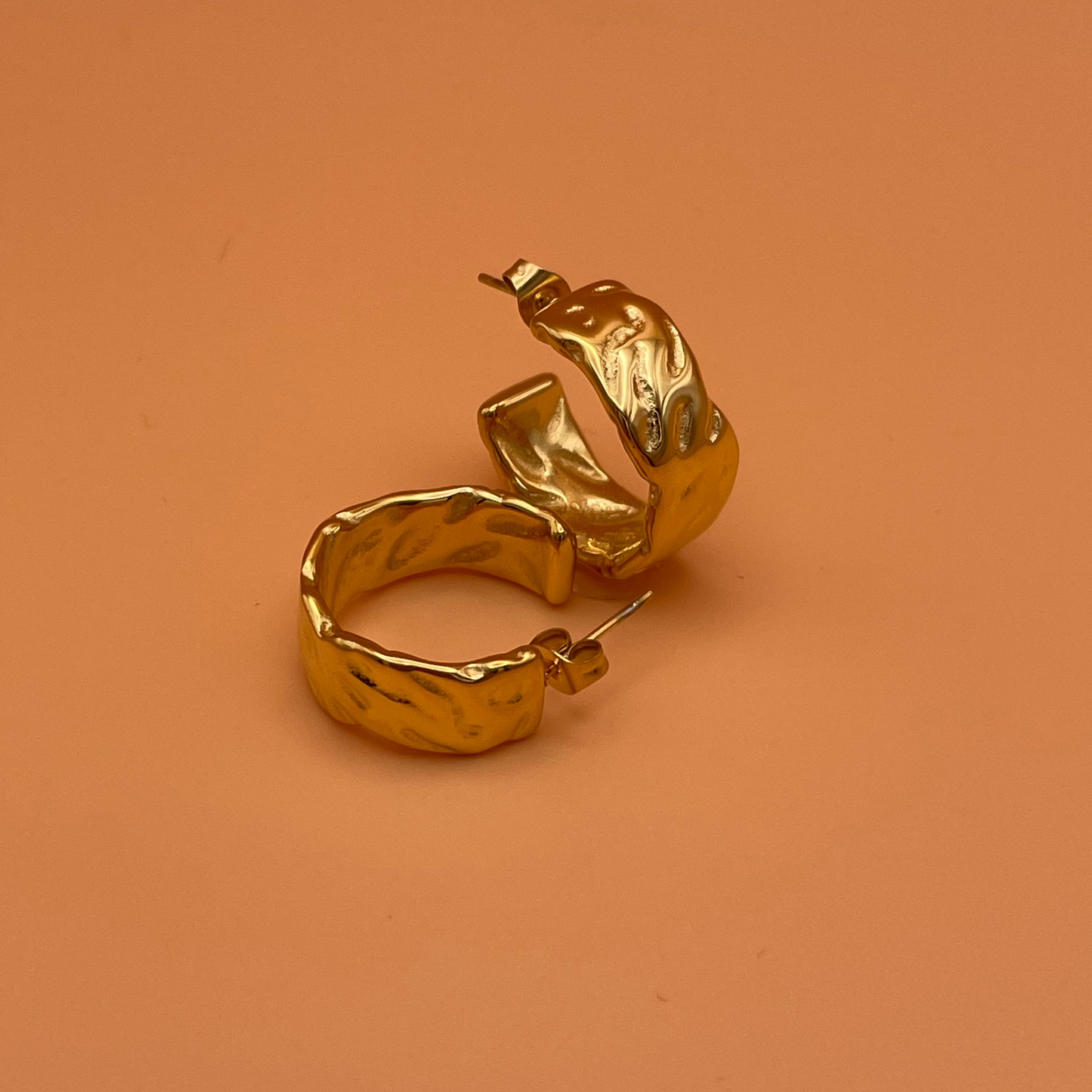 The Kate - Hammered Gold-Plated Hoop Earrings