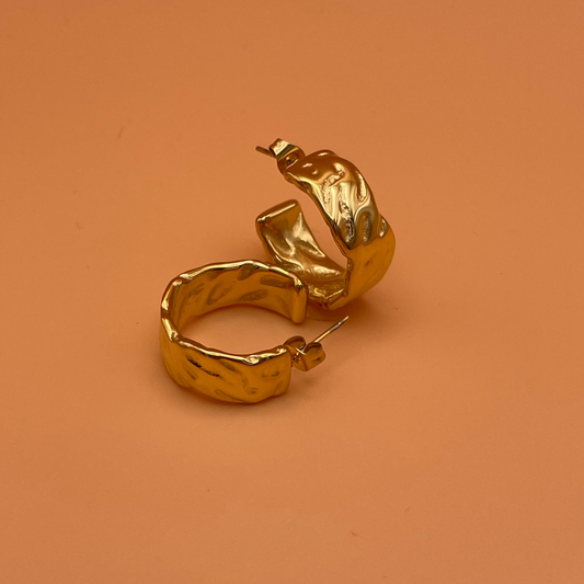 The Kate - Hammered Gold-Plated Hoop Earrings
